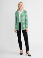 Misook Tailored Crochet Trim Plaid Knit Jacket