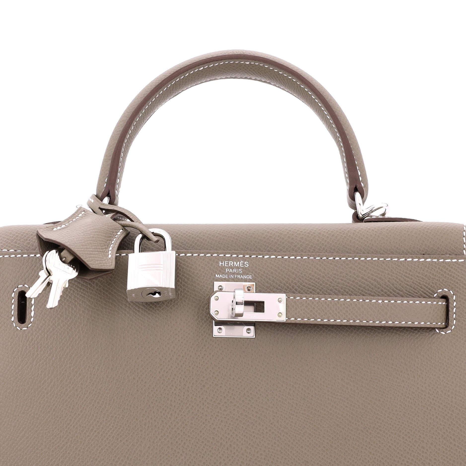 Pre-Owned Hermes Kelly Handbag Grey Epsom with Palladium Hardware 25, Alternate, color, 