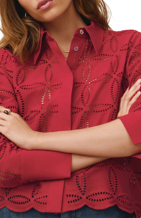 Broderie Cropped Shirt