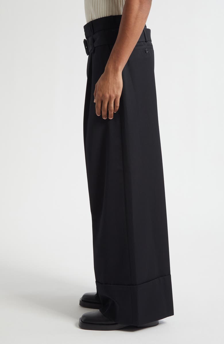 Simone Rocha Double Belt Loop Wide Leg Pants, Alternate, color, Black