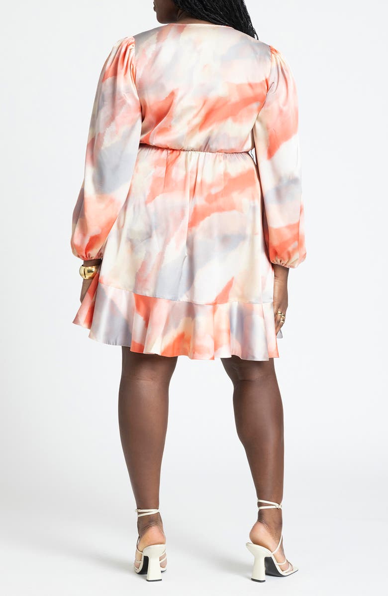 ELOQUII Long Sleeve Ruffle Hem Wrap Dress, Alternate, color, 