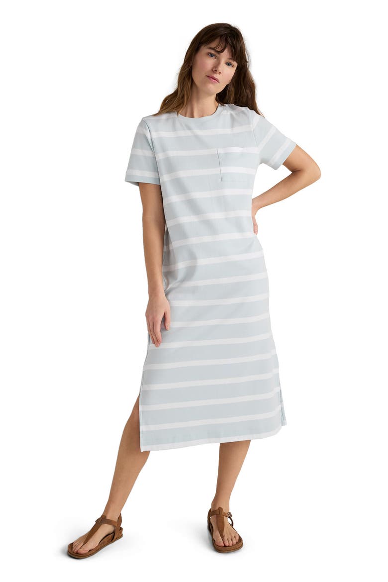 Organic Cotton Interlock Striped Short Sleeve Dress, Main, color, Mixy Stripe Ice Blue Multi