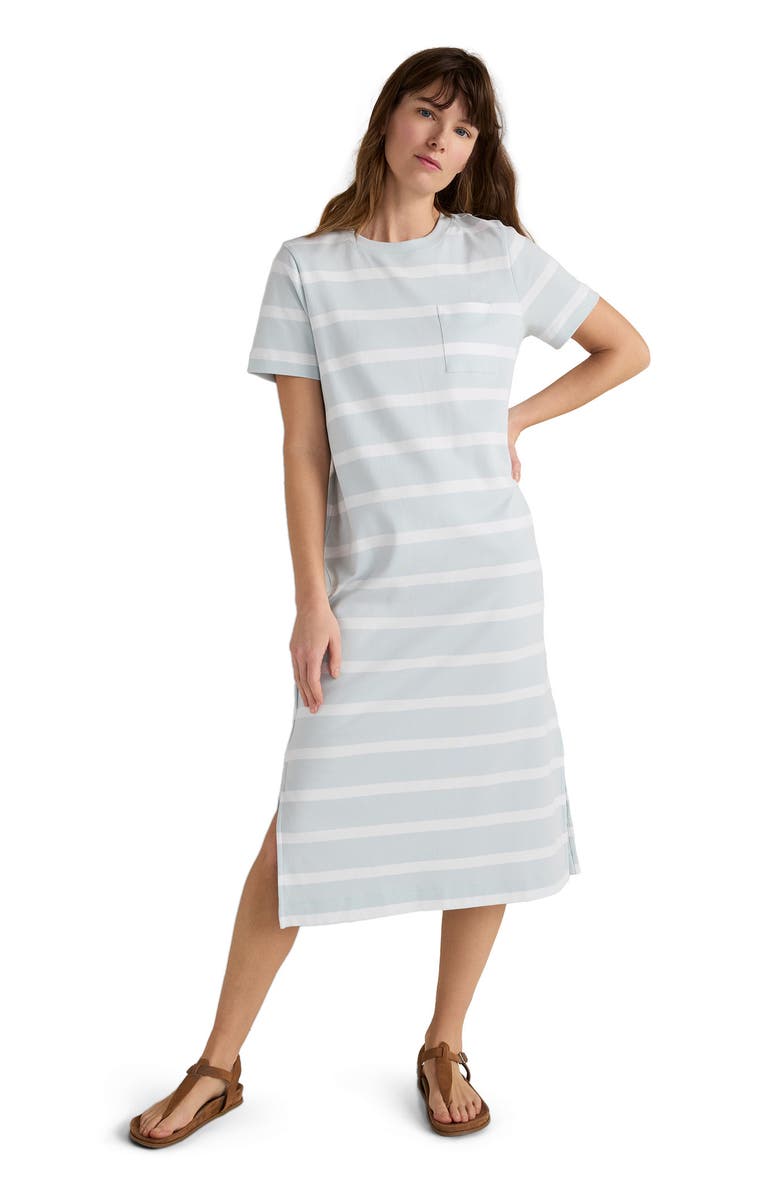 Haven Well Within Organic Cotton Interlock Striped Short Sleeve Dress, Main, color, Mixy Stripe Ice Blue Multi