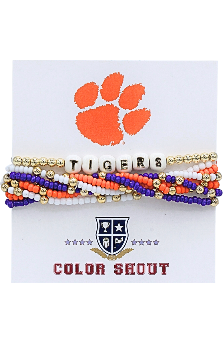 Color Shout Clemson Lucky 7 Bracelet Set, Main, color, Yellow Gold