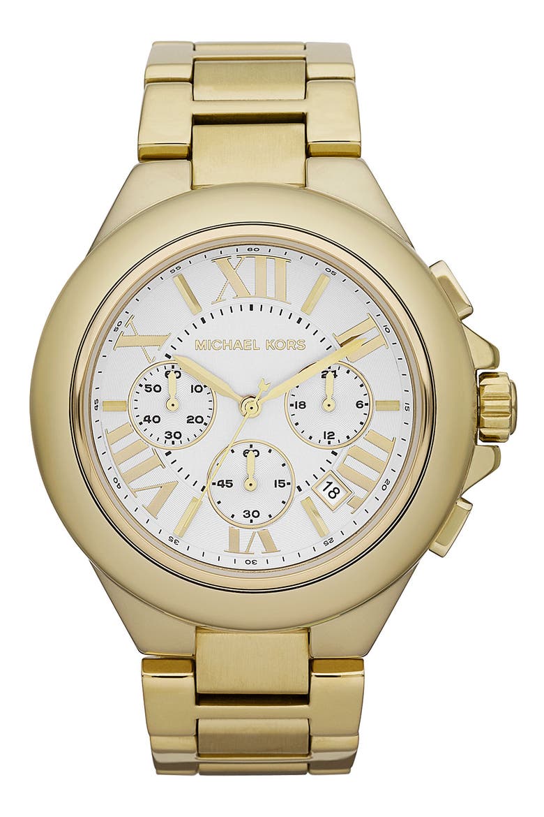 Michael Kors 'Camille' Chronograph Bracelet Watch, 43mm, Main, color, GOLD