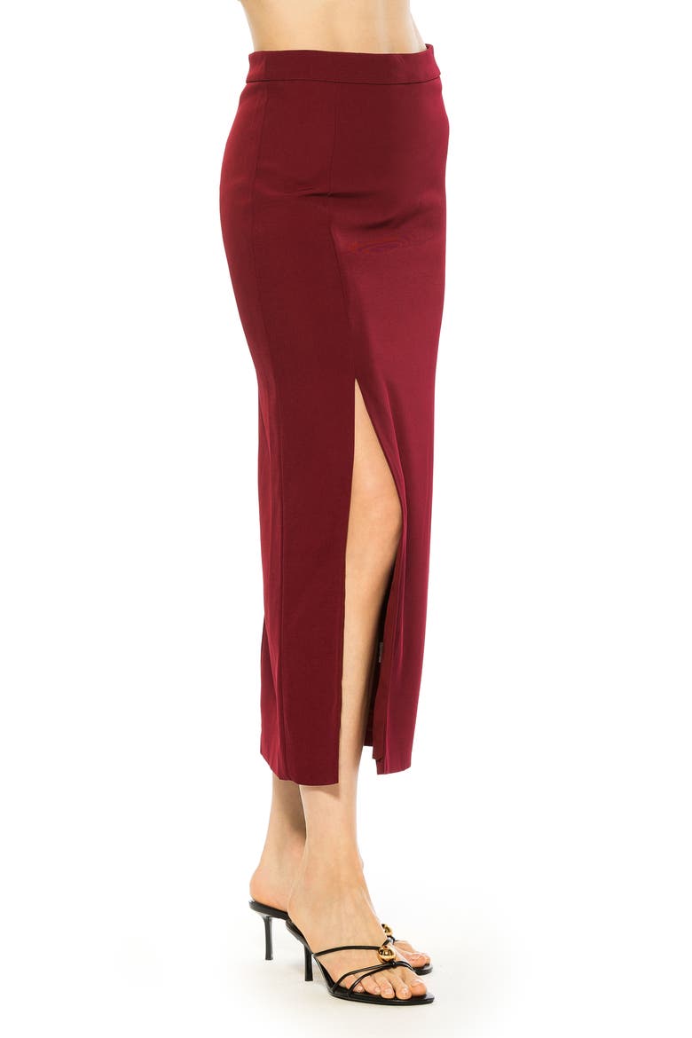 Side Slit Midi Skirt, Alternate, color, BURGUNDY