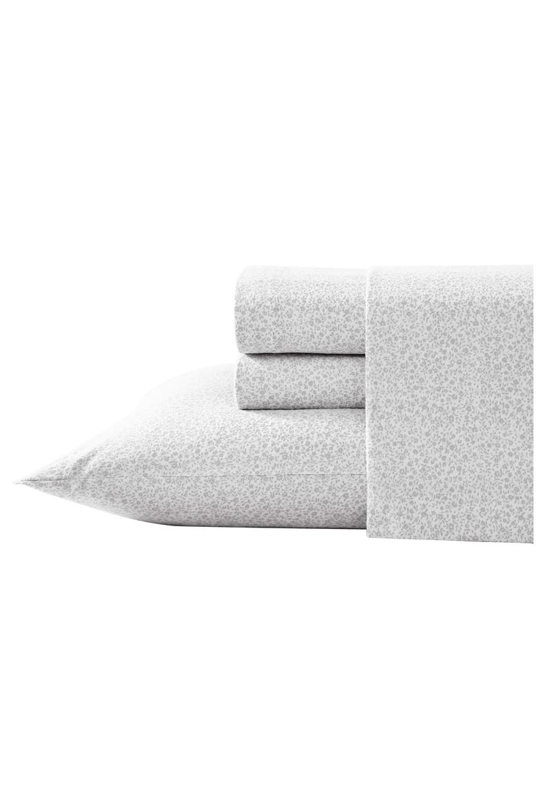 Chelsea Vine Cotton Flannel Sheet Set, Main, color, LIGHT PASTEL GREY