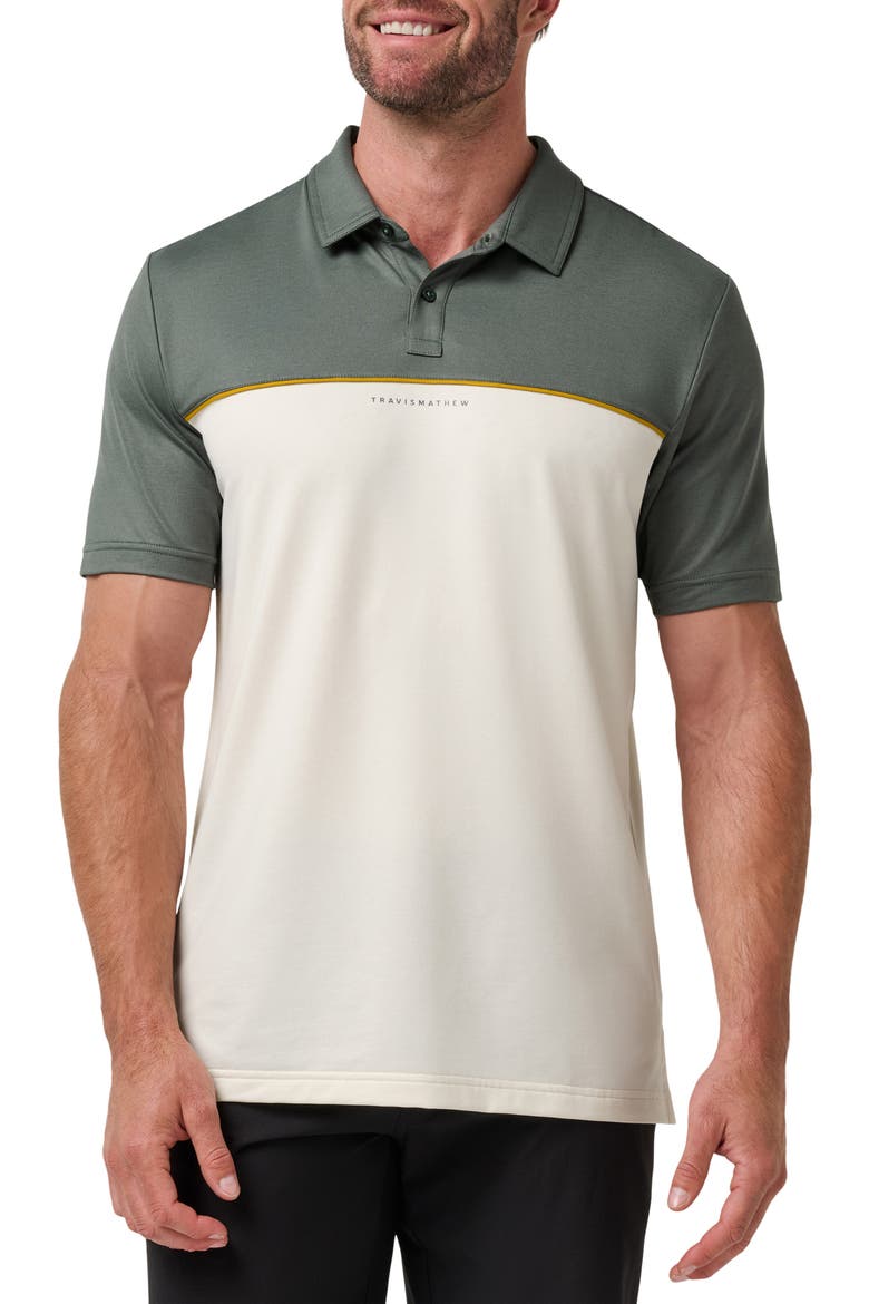 Featherweight Colorblocked Performance Polo, Main, color, BALSAM GREEN