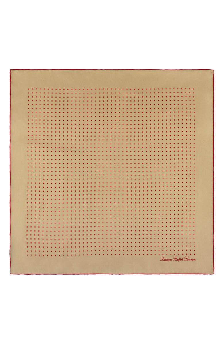 Lauren Ralph Lauren Polka Dot Square Silk Scarf, Alternate, color, Birch Tan