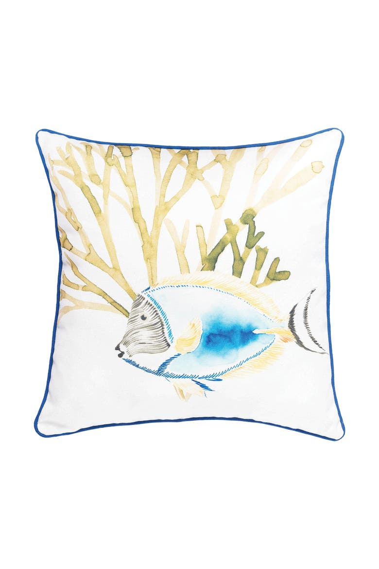 Belmont Fish Coral 100% Cotton HD Printed Accent Throw Pillow 18" x 18" ", Main, color, Blue