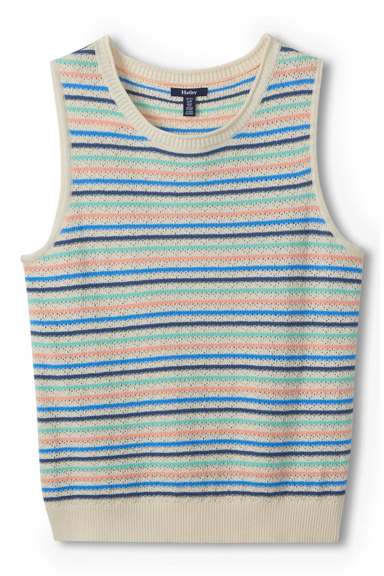 Kate Stripe Cotton Sweater Vest, Alternate, color, NATURAL