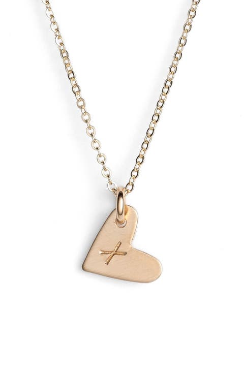 14k-Gold Fill Initial Mini Heart Pendant Necklace