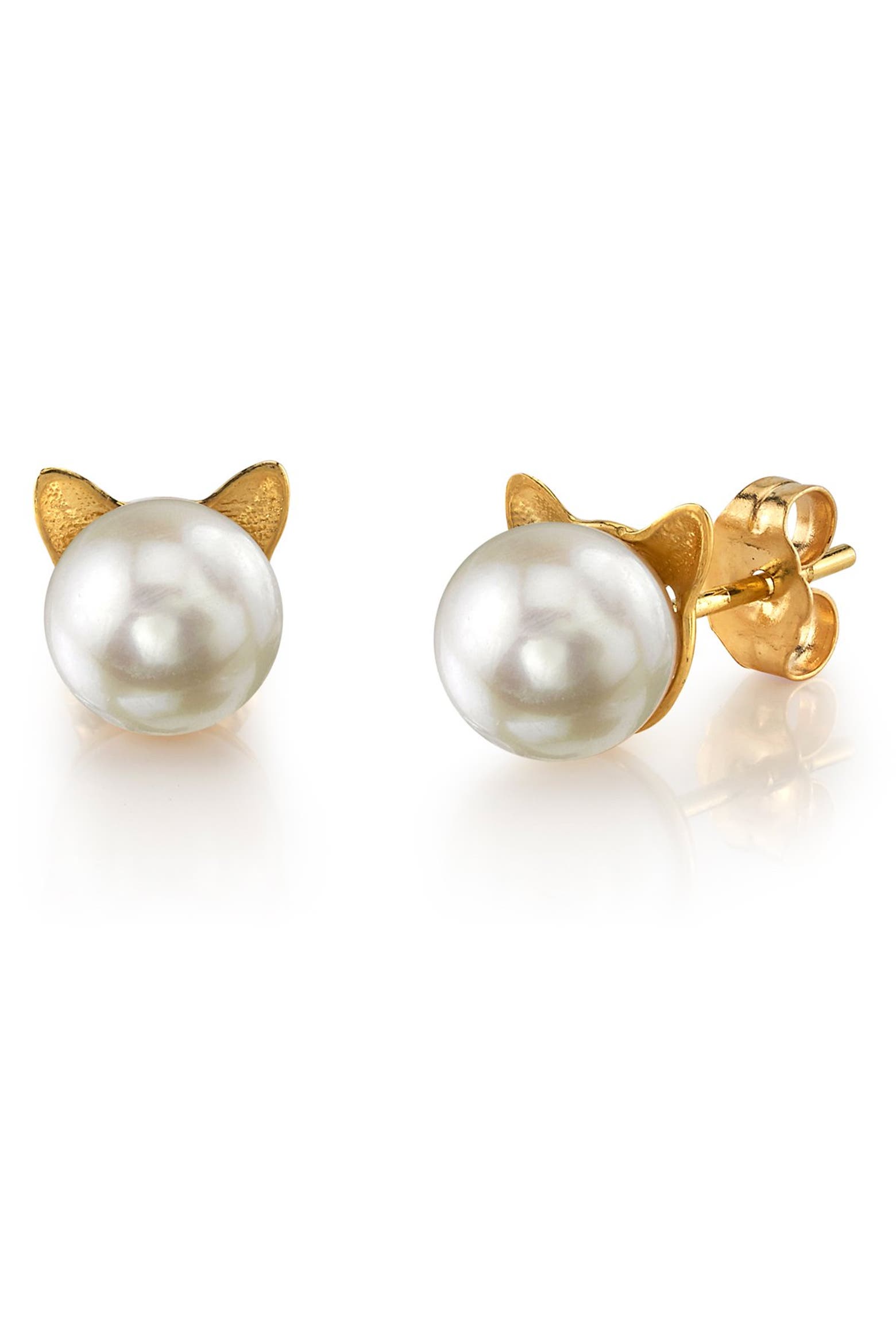Kitty Cathy The Pearl Source Japanese Akoya Pearl Cat Cathy Earrings (Women ...