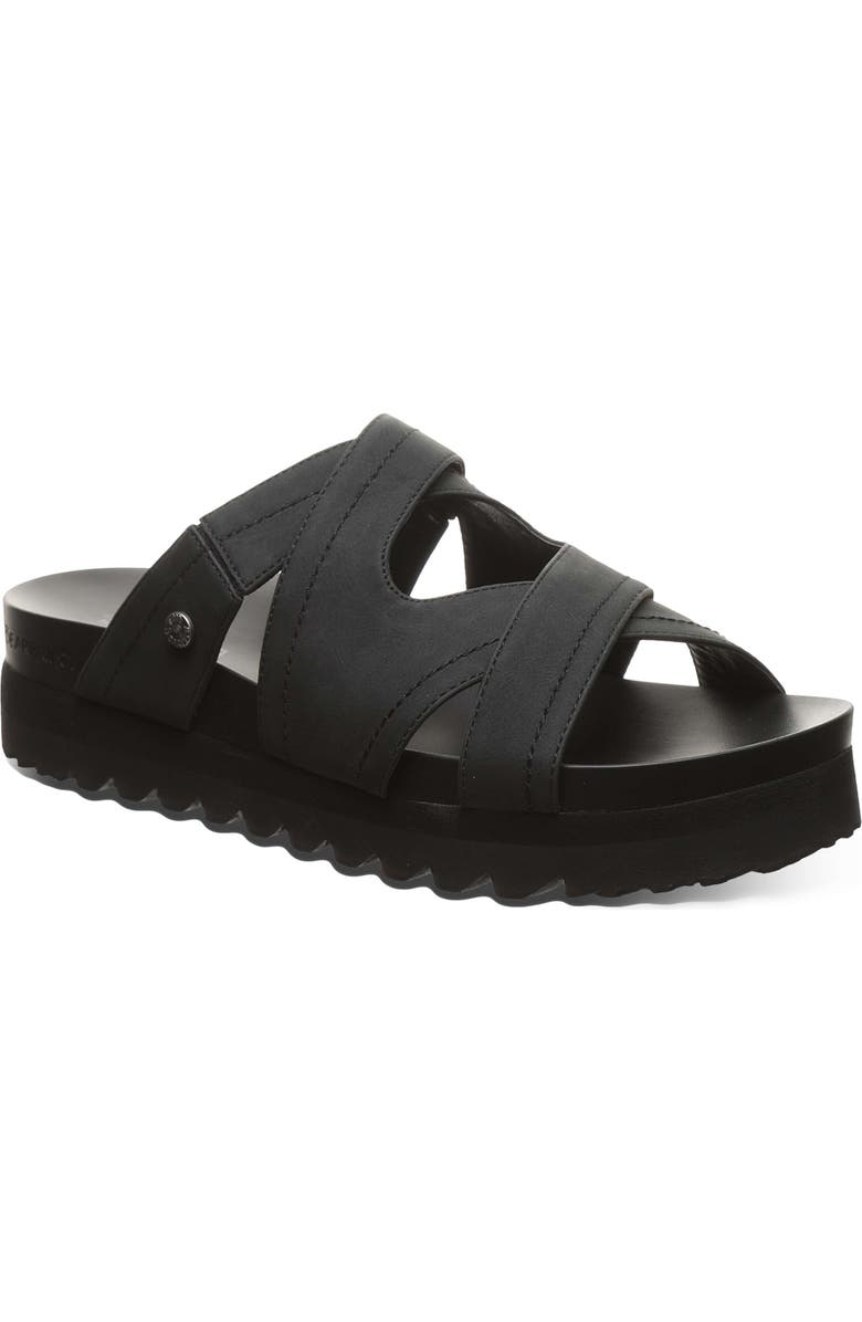 BEARPAW Crux Faux Leather Slide Sandal, Main, color, Black