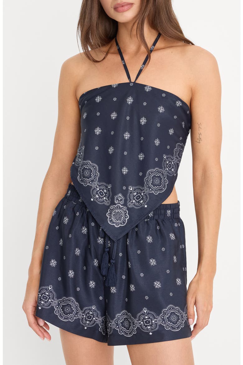 The Recess Halter Neck Handkerchief Top, Main, color, BANDANA