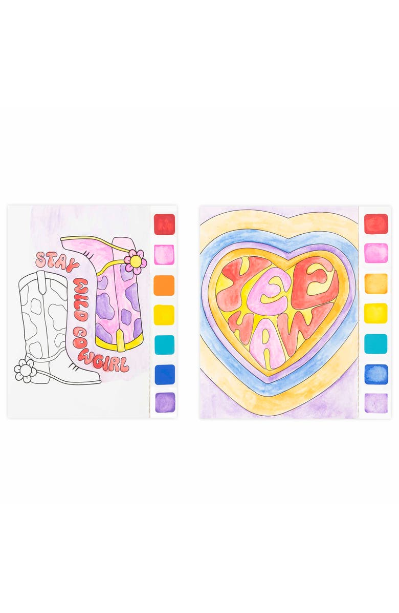 Brea Reese Vivid Watercolor Pad Kit, Western, 8 Frog & Cowgirl Designs, Alternate, color, Multicolored