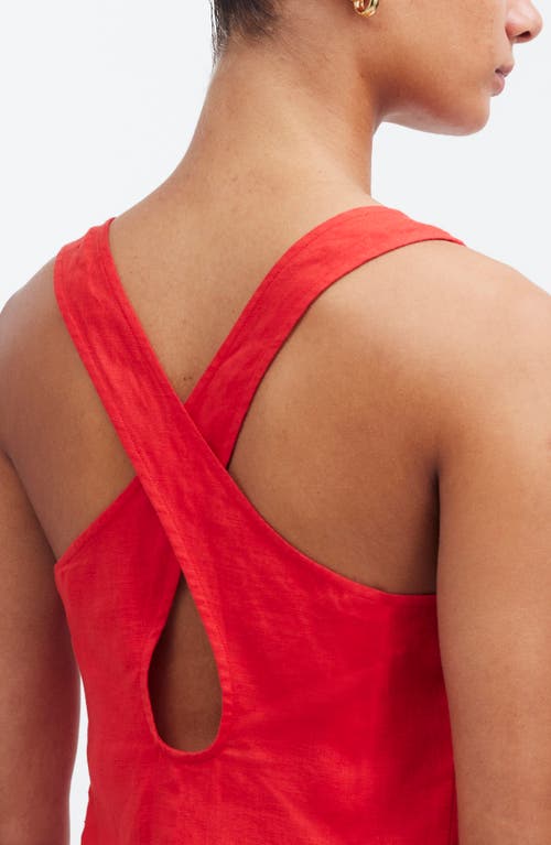 Shop Madewell Cross Back A-line Linen Minidress In Rouge