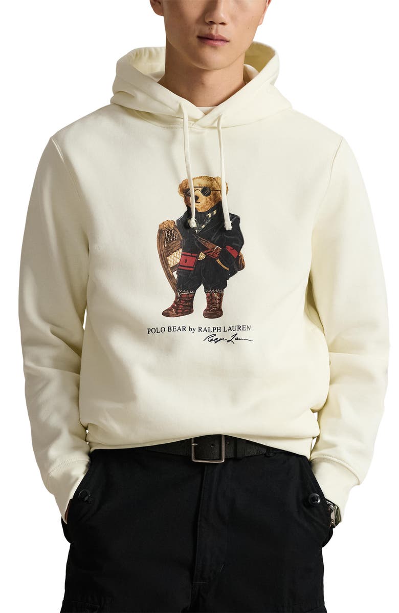 Polo Ralph Lauren Polo Bear Fleece Graphic Hoodie, Main, color, Fa25 Clubhouse Cream Hol Bear