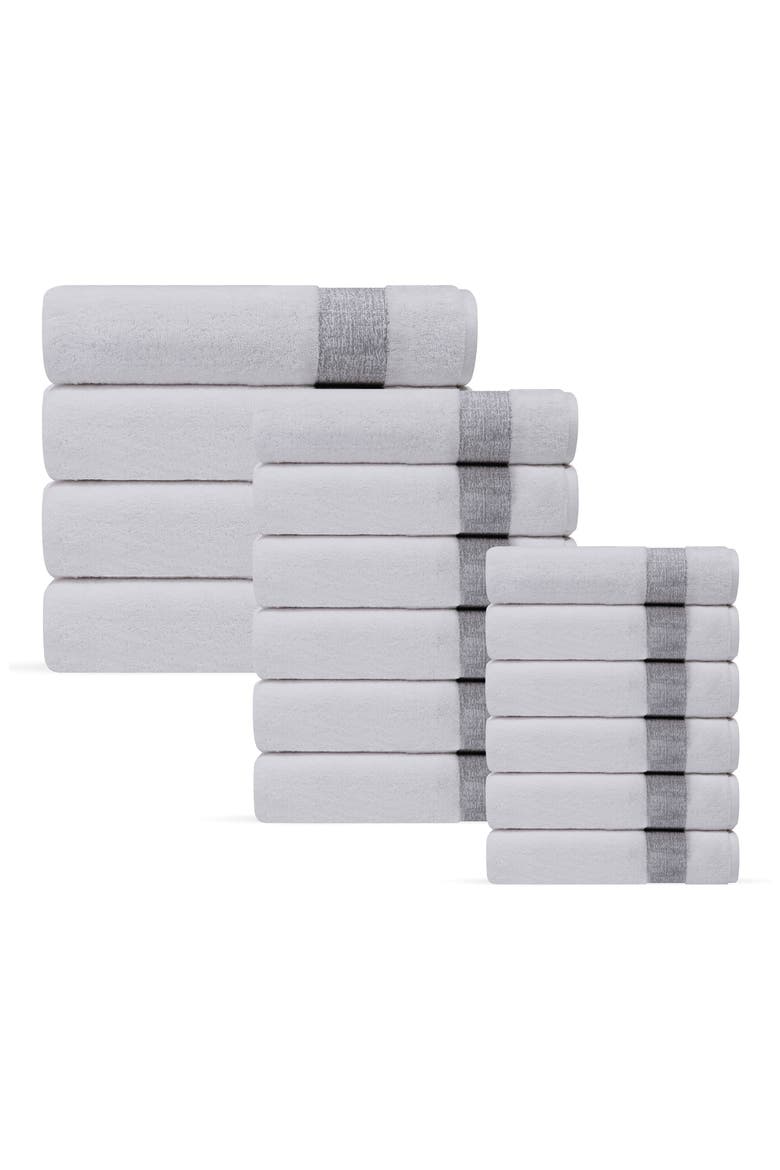 Pera 16-Piece Turkish Cotton Towels Set, Main, color, SILVER