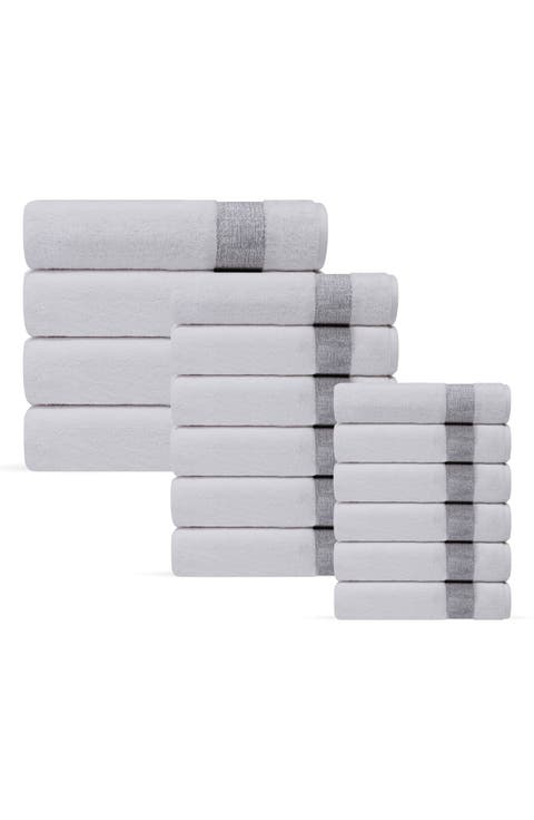 Pera 16-Piece Turkish Cotton Towels Set