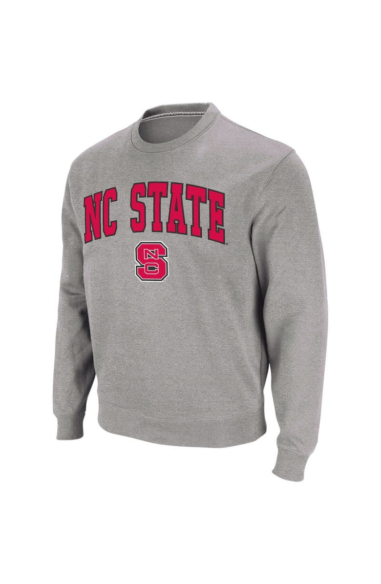 COLOSSEUM Men's Colosseum Heather Gray NC State Wolfpack Arch & Logo Crew Neck Sweatshirt, Alternate, color, Heather Gray