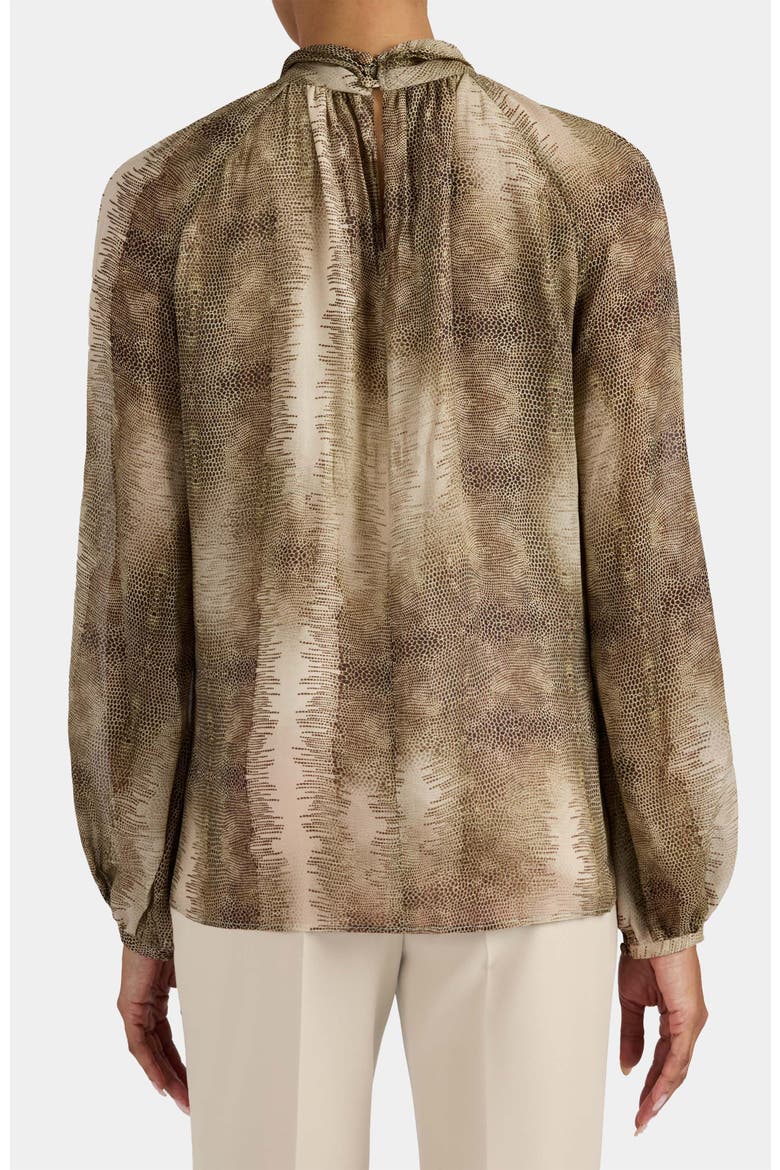 Dakota Mock Neck Printed Blouse with Long Lantern Sleeves, Alternate, color, SAHARA