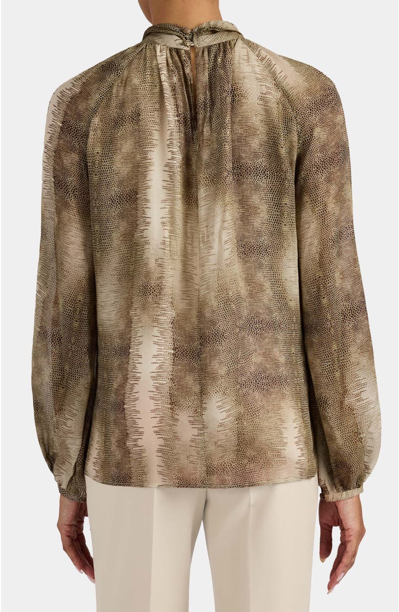 Santorelli Dakota Mock Neck Printed Blouse with Long Lantern Sleeves, Alternate, color, Sahara