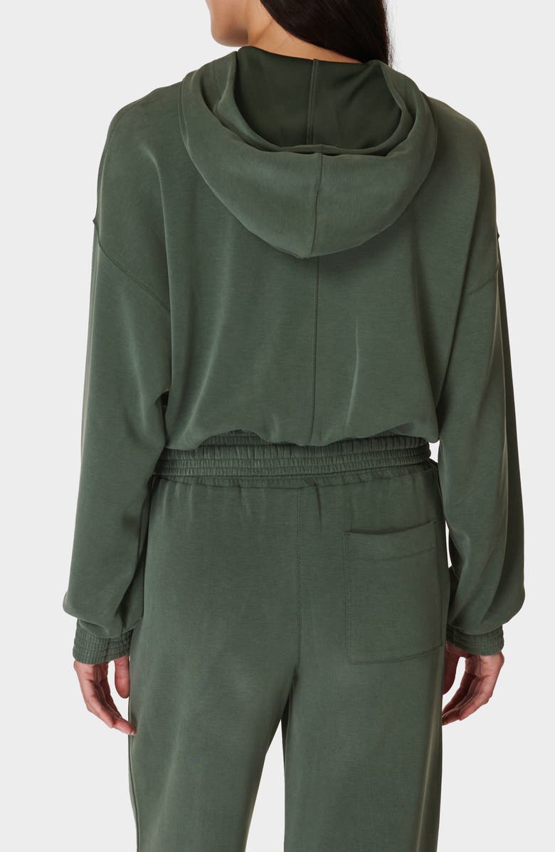 Sweaty Betty Sand Wash Cloud Weight Crop Hoodie, Alternate, color, Trek Green
