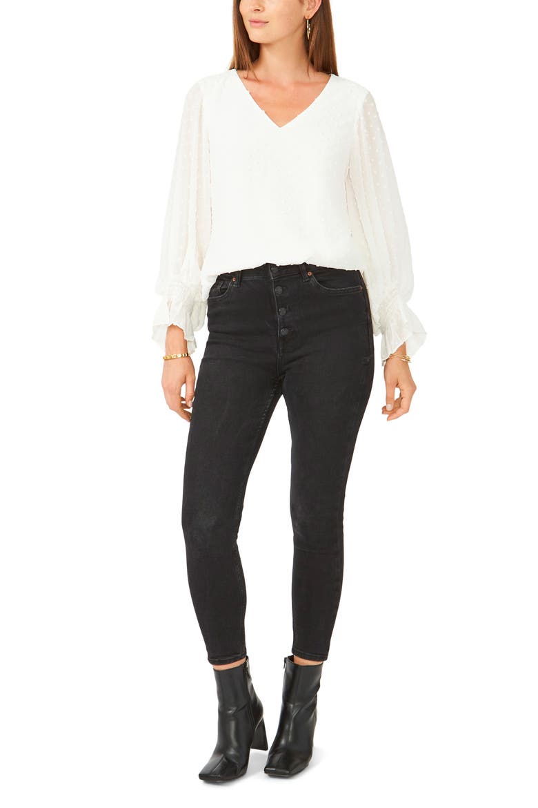 V-Neck Blouse, Alternate, color, SOFT ECRU