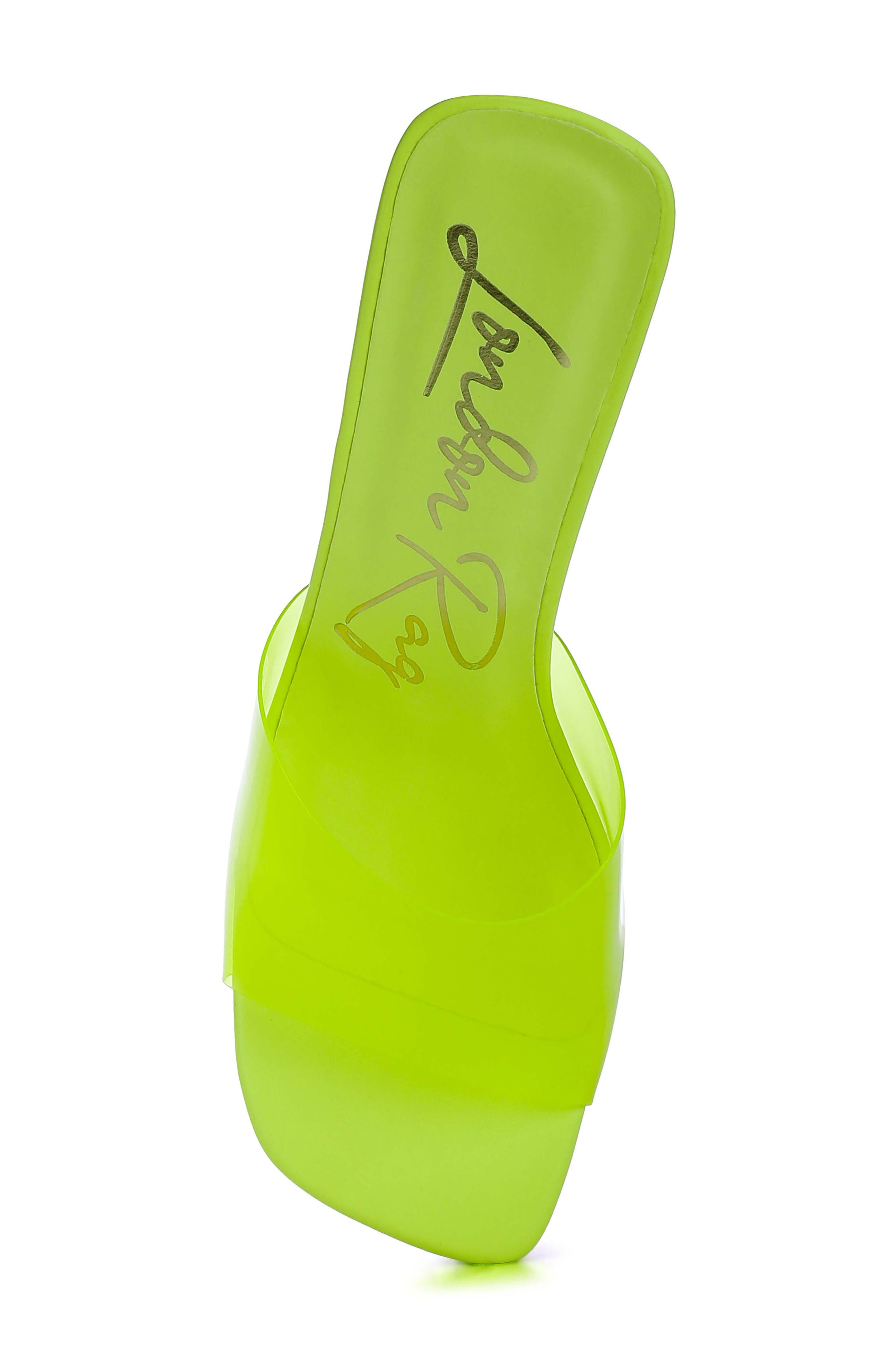 LONDON RAG Clear Flirt Slide Sandal, Alternate, color, Lime