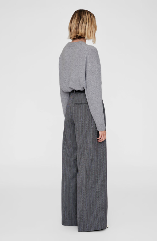 Anine Bing Lee Crew Sweater In Medium Heather Grey In Gray