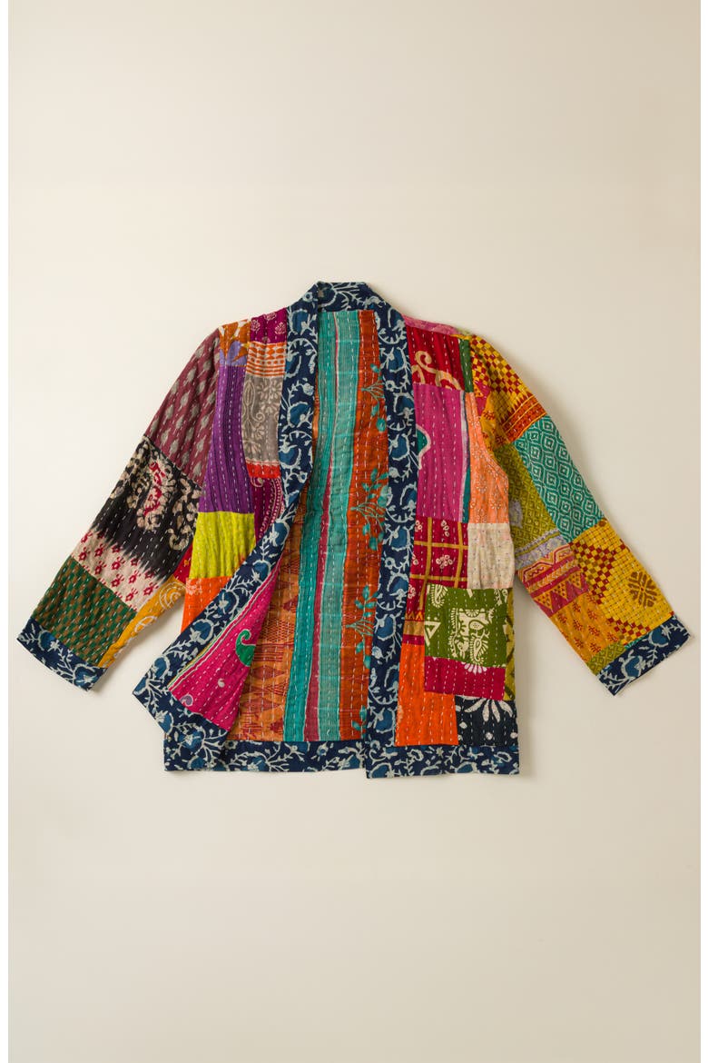 Reversible Cotton Sari Kantha Jacket, Main, color, Multi