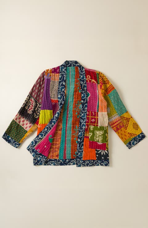 Reversible Cotton Sari Kantha Jacket