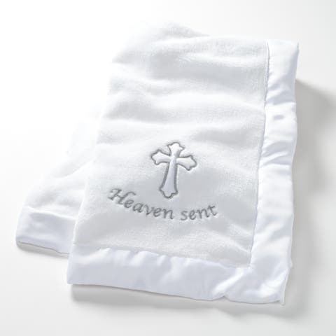 Heaven Sent Baptism/Christening Soft Fleece Baby Blanket
