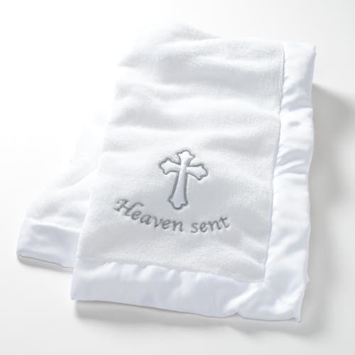 Lambs & Ivy Heaven Sent Baptism/christening Soft Fleece Baby Blanket In White