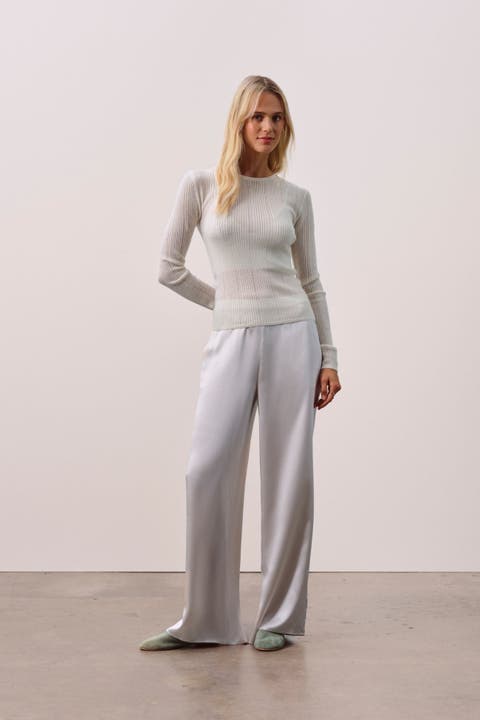 Silk Slip Wide Leg Pant