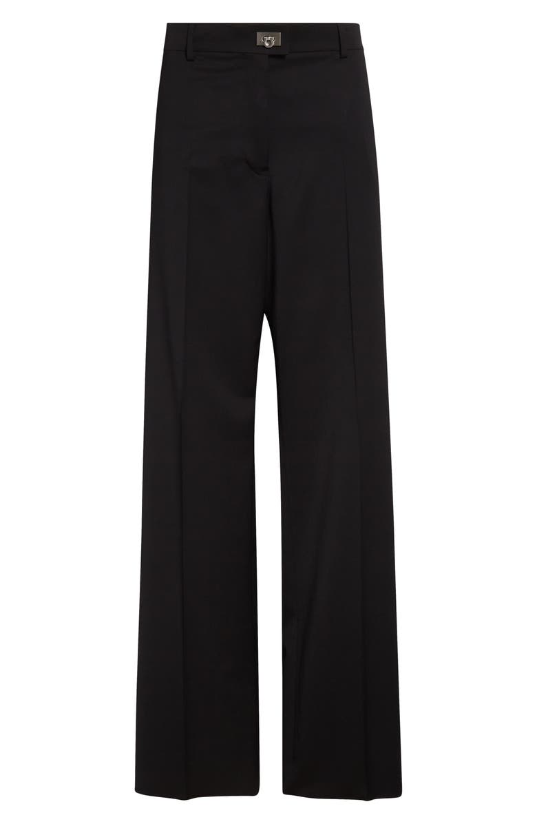 FERRAGAMO Gancio Buckle Virgin Wool & Cashmere Tailored Trousers, Main, color, Nero