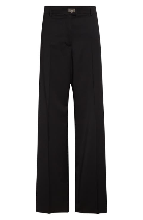 Gancio Buckle Virgin Wool & Cashmere Tailored Trousers