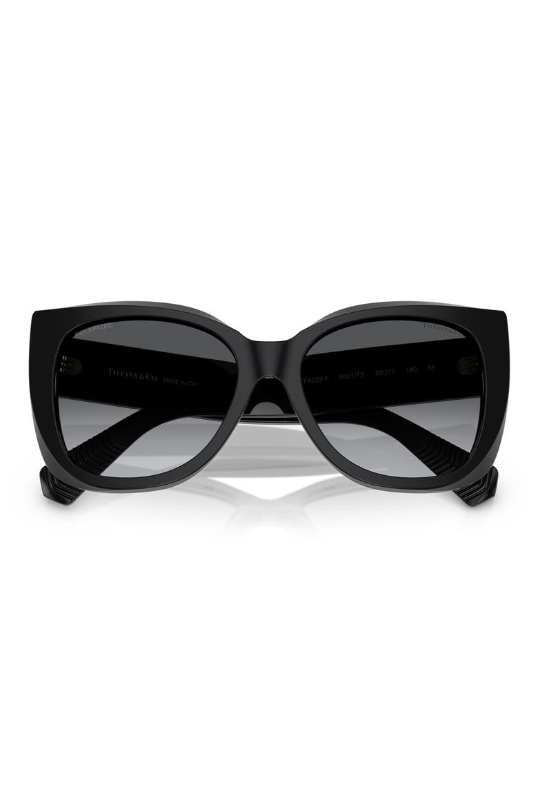 55mm Polarized Gradient Square Sunglasses, Alternate, color, BLACK