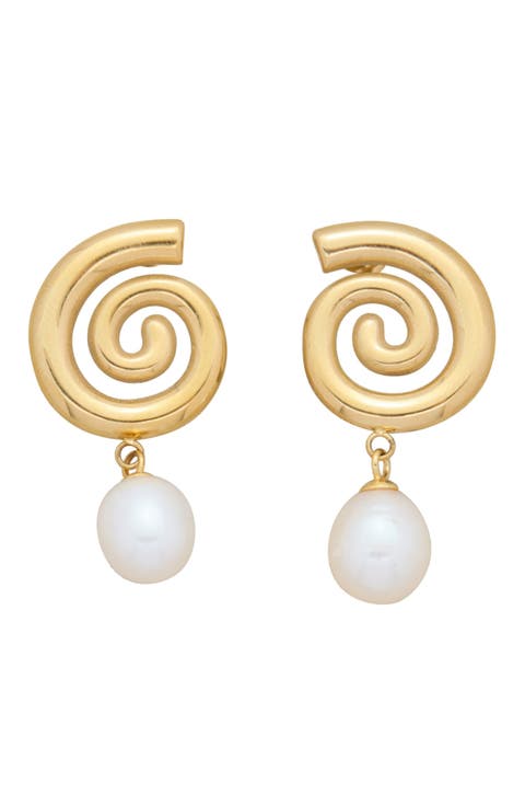 Swirl Freshwater Pearl Drop Earrings