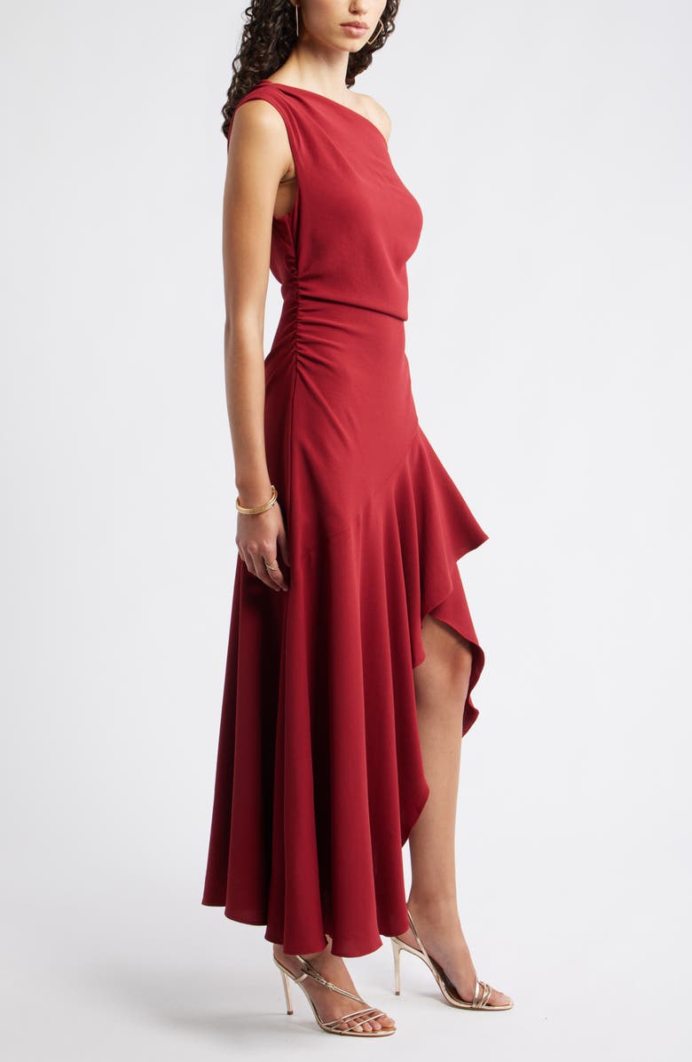 Chelsea28 Cascading Ruffle Crepe One-Shoulder Gown, Alternate, color, Red Cinder
