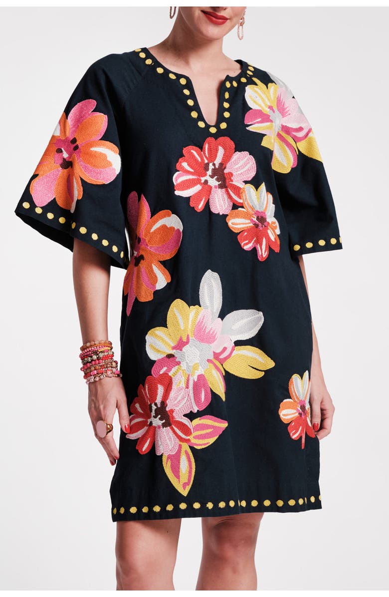 Frances Valentine Charming Caftan Mini Sun Floral Cotton Linen, Alternate, color, 