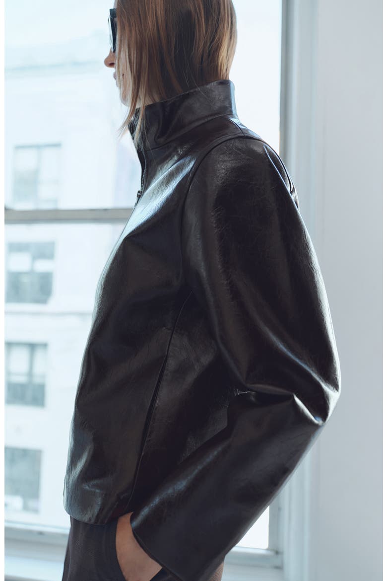 Mela Faux Leather Jacket, Alternate, color, BROWN