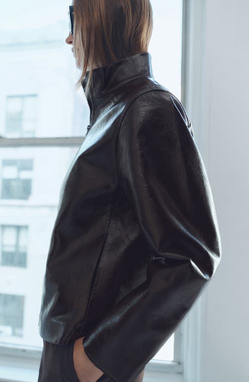 Mango Mela Faux Leather Jacket In Brown