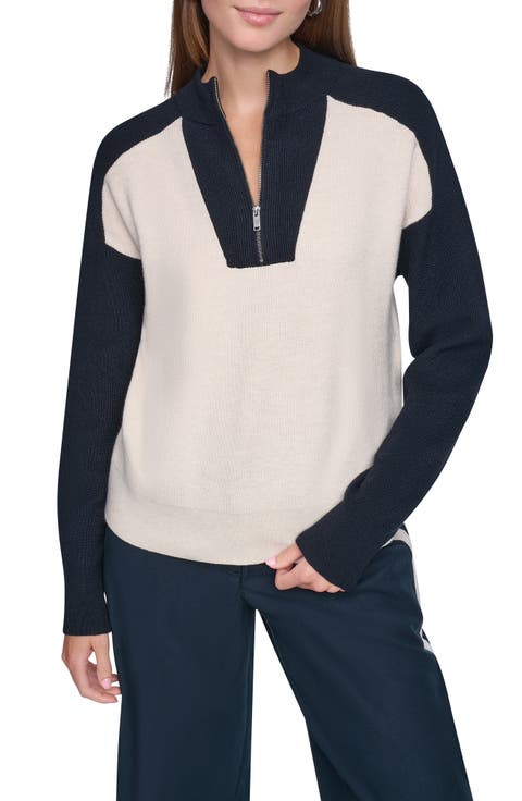 Colorblock Half Zip Sweater