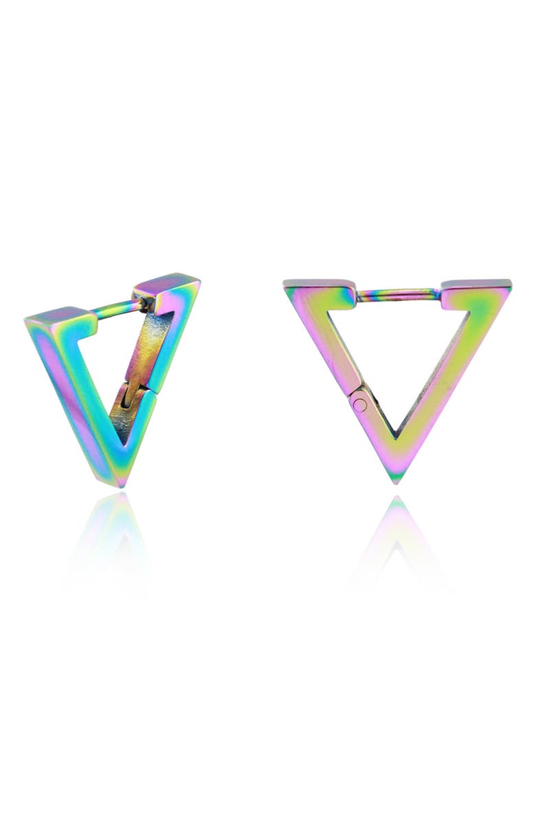 REBL Triangle Hoop Earrings, Main, color, Rainbow