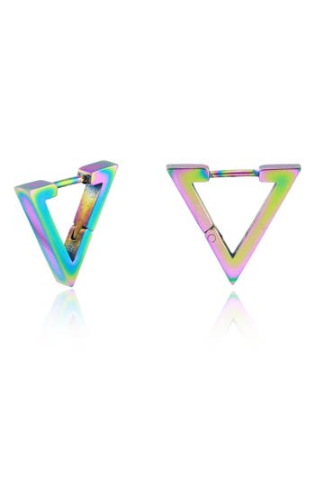 Rebl Gender Inclusive 16mm Triangle Hoop Earrings In Rainbow