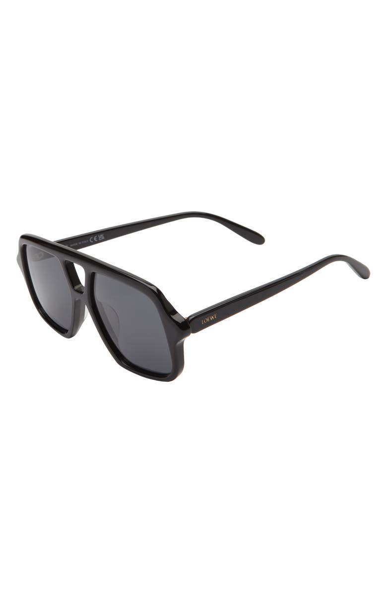 Loewe Slim Rectangular Sunglasses, Alternate, color, Shiny Black / Smoke