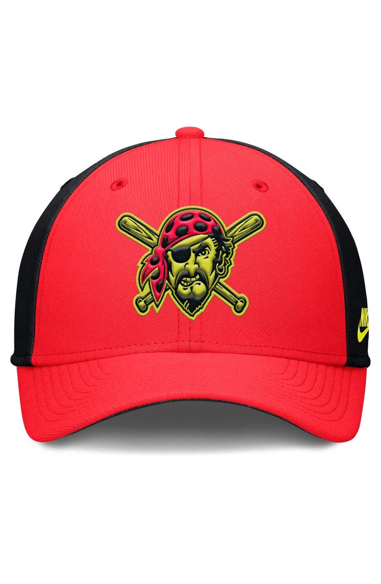 Nike Men's Nike Crimson/Black Pittsburgh Pirates Neon 90s Rise SwooshFlex Hat, Alternate, color, Crimson