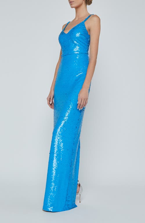 L Agence Karma Sequin Maxi Dress In Blue